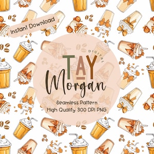 Pumpkin Spice Coffee Seamless Pattern: Fall Fabric Design (Digital Download)
