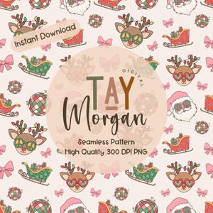 Retro Weihnachten Groovy Musterdesign Geschenke Digitaler Download Papier Stoff Oberflächendesign Winter Girly Weihnachten Digitales Papier Urlaub