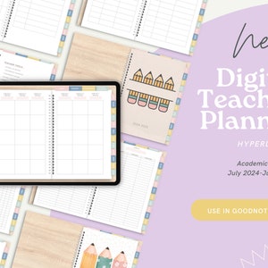 Digital Teacher Planner 2024-2025 Dated & Hyperlinked Goodnotes Compatible Academic School Year Planner for iPad teacher organization