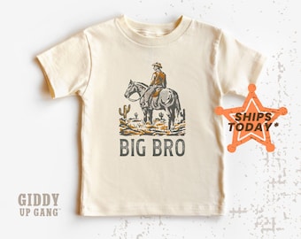 Western Sibling Reveal Shirt: Distressed Cowboy Big Brother T-Shirt ( GP15179 )