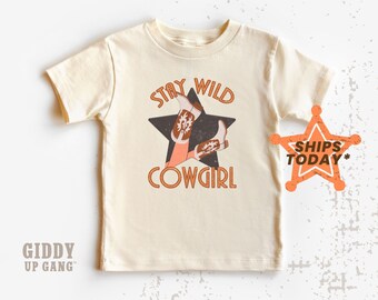 Kids Western T-Shirt: Stay Wild Cowgirl Graphic Tee ( GO4218 )