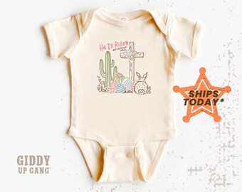 He is Risen Easter Onesie® Brand: Bunny, Cactus, and Cross ( GB2453 )