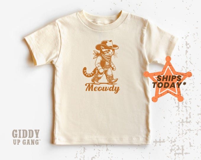 Funny Cowboy Cat Shirt: Meowdy Toddler Graphic Tee ( GO4204 )
