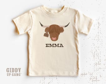 Highland Cow Girl Toddler Tee: Personalized Big Sister Shirt ( GP15325 )