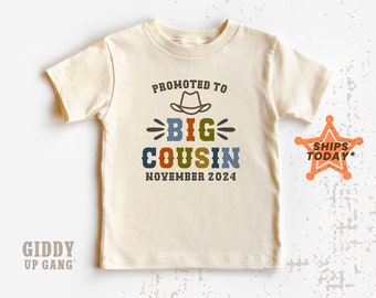 New Big Cousin Tshirt, Promoted to Big Cousin Boy with Date Natural Tee, Custom Cousin Shirts