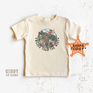 Funny Country Toddler T-Shirt, Wilder than the West Natural Shirt, Kids Western Graphic Tee