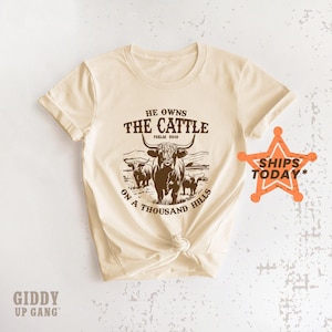 Faith Women's T-Shirt: He Owns The Cattle Graphic Tee ( GO4238 )