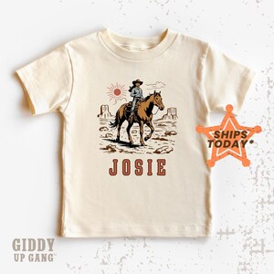 Western Cowgirl with Custom Name T-Shirt, Personalized Shirt for Country Girls, Cowgirl Toddler Graphic Tee ( GR17331 )