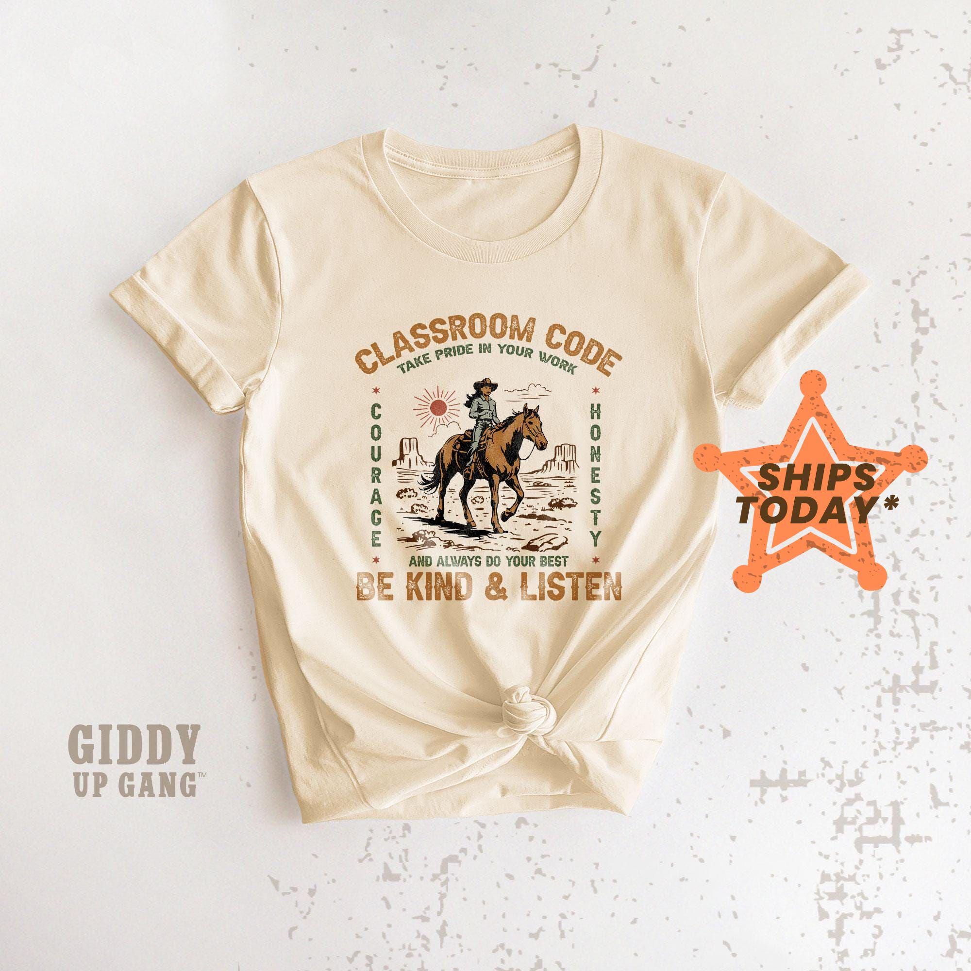 Cowgirl Teacher Graphic Tee, Classroom Code T-Shirt, Western Rodeo Shirt for School ( GS18354 )