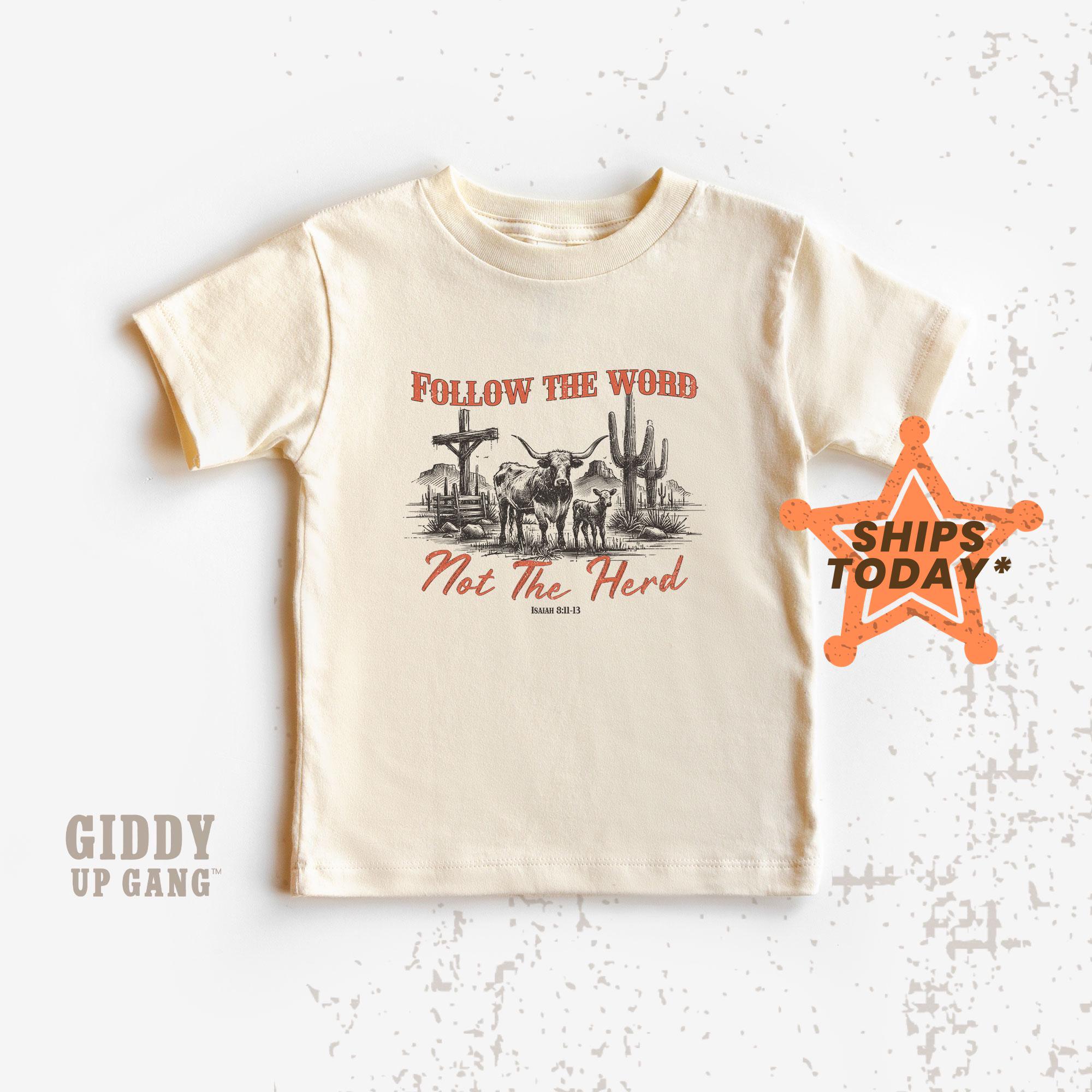 Follow The Word Not The Herd T-Shirt, Country Western Easter Shirt, Religious Graphic Tees for Kids ( GB2443 )