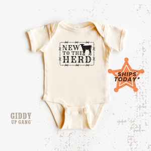 New to the Herd Natural Onesies® Brand, Baby Announcement Onesies® Brand, Country Graphic Tee