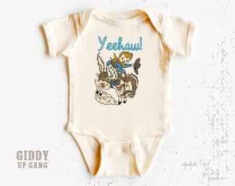Vintage Yeehaw with Horse Infant Bodysuit, Western Onesies® Brand ( GO4228 )