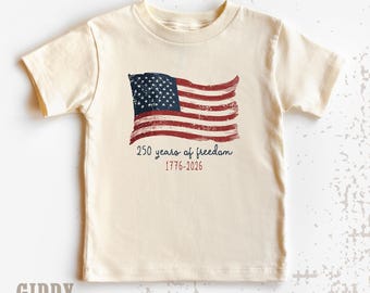 250 Years of Freedom Youth Shirt: Independence Day Children Clothing (GD4713)