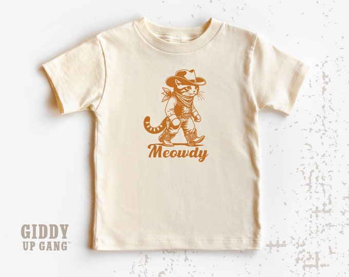Funny Cowboy Cat Shirt: Meowdy Toddler Graphic Tee ( GO4204 )
