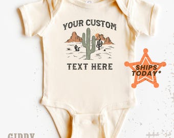 Custom Desert Vibes Baby Onesie®: Personalized Cactus Scene Shirt ( GR17241 )