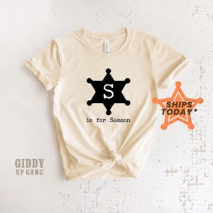 Sheriff Badge with Name Graphic Tee, Family Matching Shirts, Western Police T-Shirt (SHERIFF BADGE)