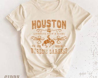 Vintage Houston Rodeo T-Shirt: Ladies Cowgirl Graphic Tee  ( GR17273 )