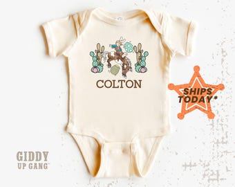 Cowboy Easter Bunny with Name Onesies® Brand, Custom Easter Bodysuit, Cute Cowboy Onesies® Brand ( GB2439 )