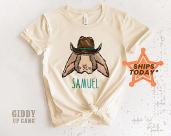 Grunge Easter Bunny T-Shirt with Name, Cute Easter Shirts, Custom Text Shirt ( GB2429 )