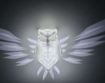 Owl Wall Sconce / Wall Mounted Light / Glow in the dark / Wall Art / Battery Wall Light