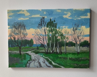 Fields in early spring ~ Original  oil painting