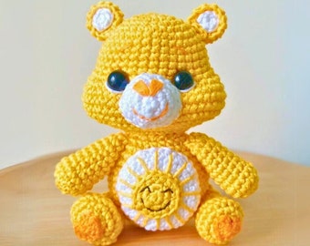 Crochet Care Bears Keychain Pattern - Tenderheart Bear Crochet, Cheer Bear Keychain, Care Bear Amigurumi