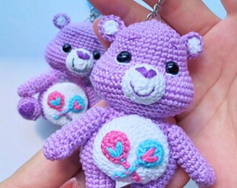 Care Bears Keychain Crochet Pattern - Tenderheart Bear Crochet, Cheer Bear Keychain, Bear Amigurumi