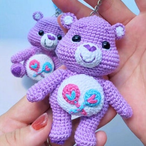 Care Bears Keychain Crochet Pattern - Tenderheart Bear Crochet, Cheer Bear Keychain, Bear Amigurumi
