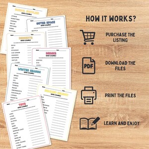 30 Word Scramble Printable Activity Worksheet, 30 Themes Word Scramble ...