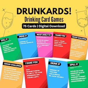 Drunkards: Drinking Card Game Digital Download, Party Card Games, Fun Drinking Game, Instant Download, Party Game Night, Bachelorette Hen Do