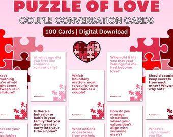 Puzzle of Love: Couple Conversation Cards, Printable Date Night Questions for Couples, Deepen Intimacy Card Questions Valentine's Date Ideas