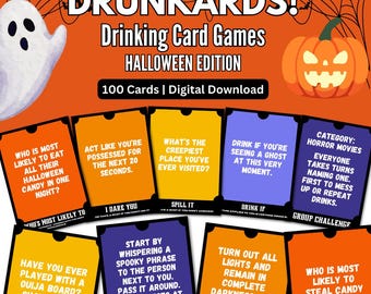 Drunkards: Halloween Drinking Card Game, Halloween Games, Halloween Party Fun, Adult Drinking Game, Digital Download Cards, Party Game Ideas
