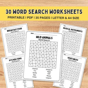 Easy Word Search for Kids, Kids Word Search Games, Word Search Puzzle Printable, Elementary Word Search Worksheets, Engaging Word Hunt Games
