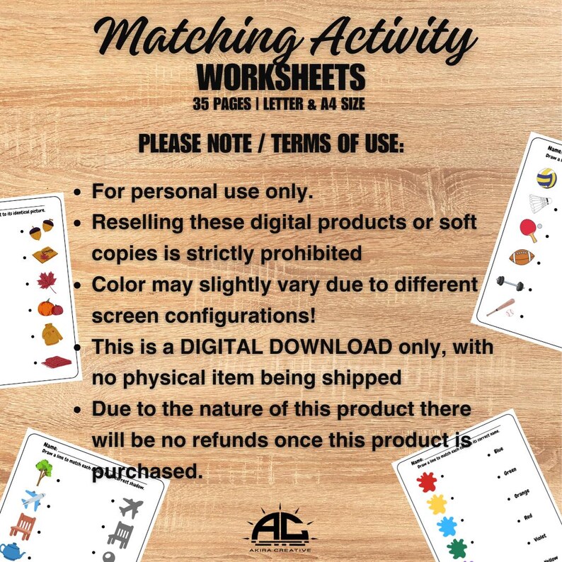 Matching Activities: Preschool Printable Busy Book (PDF) - Etsy