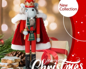 Cascanueces de madera de 30 cm con el Rey Ratón/adorno navideño