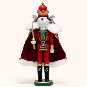 Casse-Noisette Roi des Souris, figurine de Noël en bois de 30 cm avec couronne, cape et épée