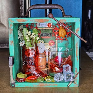 Old Fashioned On The Rocks Diorama - Bar Shadow Box