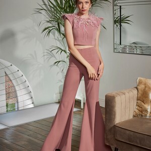 Rosea Pants Party Flares Trousers Luxury Flares Birthday Trousers Festival Trousers Red Carpet Trousers Luxury Couture image 2
