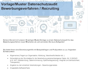 Template/sample data protection audit application process / recruiting