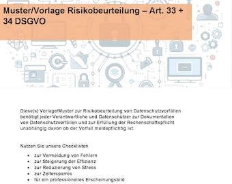 Template – Decision and Risk Assessment – Art. 33 + 34 GDPR (Data Breach)