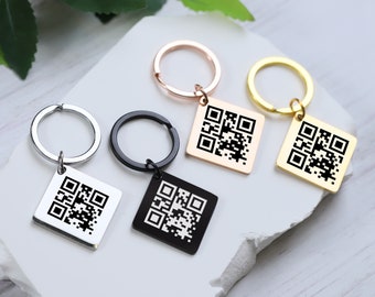 Personalized QR Code Keychain, Custom Code Key Chain, Engraved Music Code Keyring, Website, Photo Sharing Keychains, Personalised Gifts