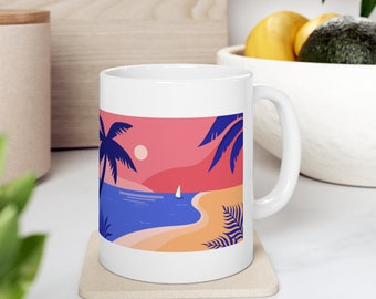 Flamingo Mug, Vacation Vibes, Beach Mug, Serenity Mug, Summertime Vibes