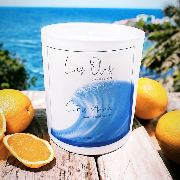 Citrus Agave scented hand poured 10 oz soy candle