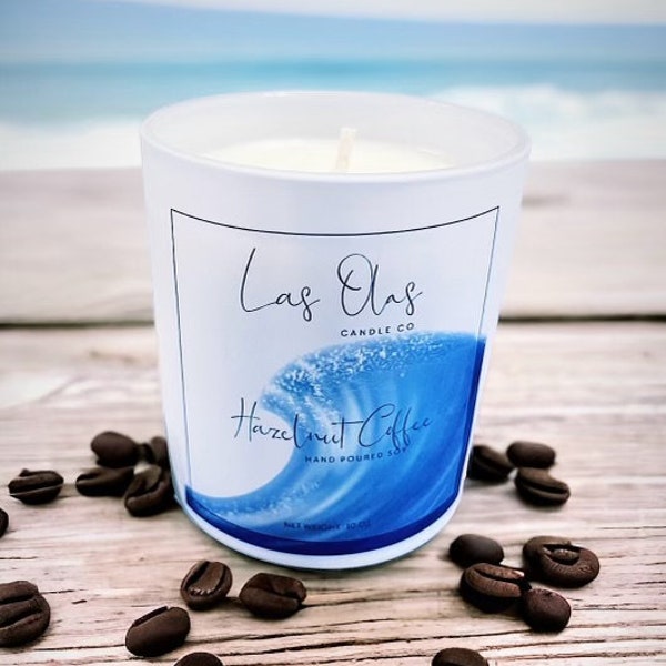 Hazelnut Coffee scented hand poured 10 oz soy candle