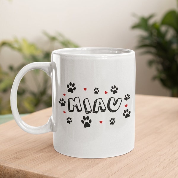 Kaffeetasse, Katze MIAU, Katzenfreunde, beidseitig bedruckt, süßes Geschenk von petsgallery