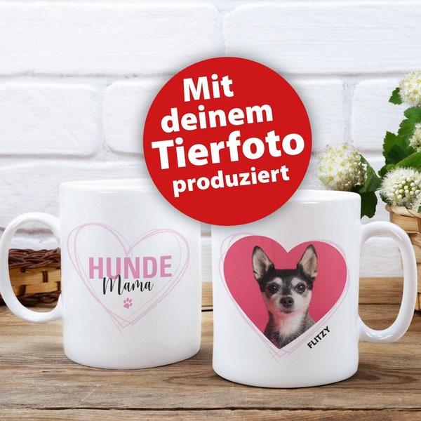 Fototasse HUNDE MAMA, mit eigenem Tierfoto und gedrucktem Tiernamen, beidseitig bedruckt, ein Fotogeschenk von petsgallery