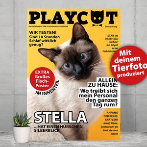 Personalisiertes Tierportrait Magazin-Cover gedruckt, dein Foto als Haustier Portrait, personalisiertes Geschenk, Wanddeko, Leinwand, Poster