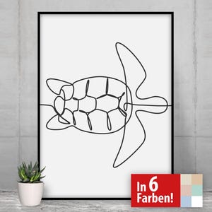 Lineart Wandkunst Schildkröte, Minimalistische moderne Kunst, abstrakte Tierzeichnung, moderne Poster, Leinwand, Kontour, Illustration