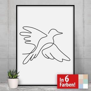 Lineart Wandkunst Vogel, Minimalistische moderne Kunst, abstrakte Tierzeichnung, moderne Poster, Leinwand, Kontour, Illustration,Wanddeko