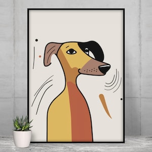 Abstrakter Hund Druck, minimalistischer Hund Wandkunst, Geometrische Illustration,Picasso-Style, modernes Hundebild als Leinwand oder Poster